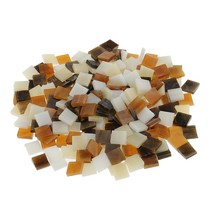 shangren 250-PCS 스테인드 글라스 모자이크 타일 조각 정사각형 모양 어린이 모자이크 만들기, S, 브라운, 다채로운 유리