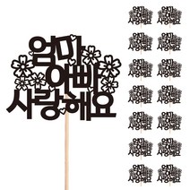 비비드레인 꽃다발 화분 떡 케이크 장식 데코 메세지픽, 85-엄마아빠사랑해요(15개)