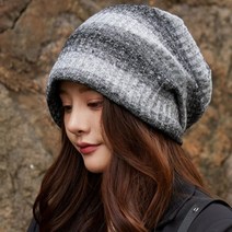 디작소 투톤 루즈핏 멀티 비니 골지 두건비니 롱 비니