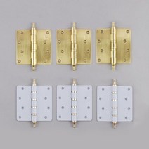 방문용 꼭지 경첩 세트 (100mm 3ea) / 4인치 목문용 방문 가구 도어 나무문 정첩 문수리 가구 꺽쇠, 2) 백색 3개입