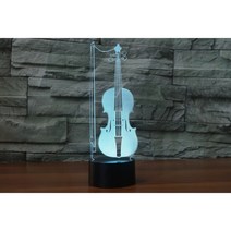 악기모양 3D 입체 아크릴 테이블 조명 기타 무드등 합주실 음악 연습실 꾸미기 소품 야간 음표 드럼 피아노 침대 옆 램프 터치 스위치, X.첼로-260x89mm