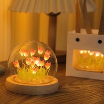 꽃무드등 무드등 수유등 특이한무드등 diy 모조 꽃다발 야생화 튤립 무드등, 핑크 diy 재료 가방 16송이 꽃 선물 봉투
