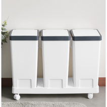 분리수거 카트 통 3단 가정용 실내 업소용 오피스 회사 사무실 카페 식당 레스토랑 음식점 학원 매장 재활용품 종이 플라스틱 캔 유리 휴지통 가방 쓰레기통 야외용 외부용 베란다 주택, 2p, 화이트