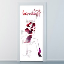 낭만창고 nces285-세련된 그녀-헤어샵-현관문시트지 시트지