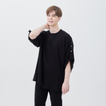 댄디무드 오버핏 유니크 비조 롤업 긴팔티