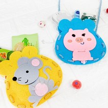 저학년 애니멀 부직포 복주머니 만들기 미술학원 방과후미술 만들기재료 노인학교, 1개, 오 말