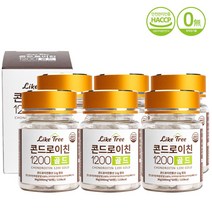 라이크트리 콘드로이친 1200 골드 미국산 곱상어연골 71% 어골칼슘 밀크칼슘 유기농 아가베 이눌린 함유 콘드로이틴 콘드로이친 분말 정, 6병, 60정