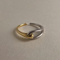금색과 은색 대비 반지 여성 틈새 디자인 패션 빛 고급 만조