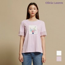 올리비아로렌 아울렛 이월 여름 프릴소매 원포인트 티셔츠 VOCASWM5111