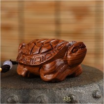 흑단 거북이 - 흑단 나무 조각 행운의 돈 장수 건강 수공예품