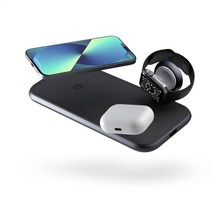 젠스 ZENS 4-in-1 무선 충전기 알루미늄 패드 및 시계 충전기 스테이션 블랙, with Apple Watch MFi Charging