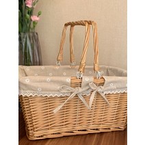 과일선물세트 승진 축하 명절 병문안 예단과일바구니, 손잡이높이30 32x25x17cm 린넨M사이즈