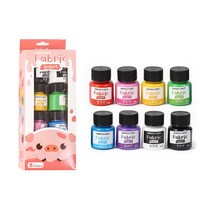 바이오로드 패브릭 페인트 직물 전용 물감 8색, 20ml, 8개