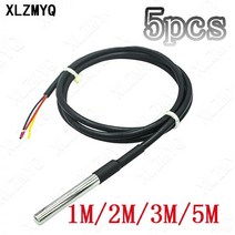 5pcs ds18b20 1m 2m 3m 온도 센서 케이블 키트 방수 디지털 센서 케이블 스테인레스 스틸 프로브 100cm200cm300cm500cm