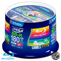 Verbatim재팬 블루레이디스크 BD-R 25GB 50장 1-6 싱글레이어 세트 녹화 DVD 공시디 대용량 VBR130RP50V4
