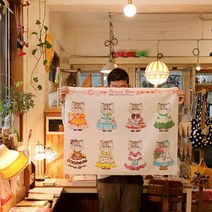 페르시안 고양이 캐릭터 프린세스 루미 - DIY 린넨 패브릭 커트지 (90X68cm)