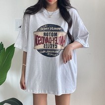 아담블링 / 루즈핏 빈티지 프린팅 할리 반팔 박스티