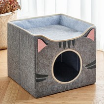 접이식 개 잠자는 집 개집 침대 매트 고양이 겨울 둥지 애완 동물 제품 바구니 강아지 동굴 소파, 01 Grey_01 S 350x350x320mm