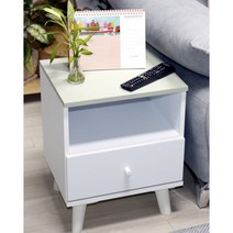 솔이솔문 철레일서랍 협탁 침대협탁 거실 쇼파 침실 서랍장 수납장, 그린+화이트