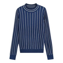 베스띠벨리 22F/W 라인 프린팅 프릴 하이넥 풀오버 BFU2928BLD