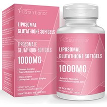 리포솜 글루타티온 소프트젤 1500MG 비타민 C 함유 감소된 보충제 더 나은 흡수 건강한 노화를 위한 비 GMO 강력한 항산화제 해독 뇌 면역 건강 60, 60카운트(1팩)