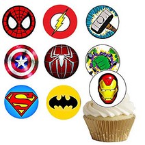 Edible Superhero Logo Cupcake Topper 35x1.5 inch Wafer Paper Avengers Edible Image Cupcake Decoratio, 1