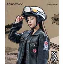 고글 반모 레트로 클래식 스쿠터 오토바이 할리 헬멧, 그레이+고글