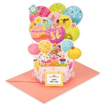 GOMTYEA Happy Sweet Day 아이스크림 도넛 컵케이크 3D 팝업 인사말 카드 메시지 노트 및 봉투 포함 어린이 남성 여성 생일 축하 결혼식 크리스마스 추수감사절, Balloons