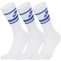 나이키 스포츠양말 NSW 에브리데이 에센셜 크루 삭스 3팩 흰/파, 상세설명참조, 24(M)