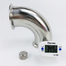 호스니플 멀티조인트 농수관 15 38mmOD505mm 써모 웰 및 플러그가있는 90 도 파이프 벤드트라이 클램프 연결 엘보 피팅SS304, 38mm, 한개옵션1