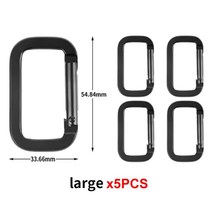 카라비너 사각 링 버클 스프링 스냅 후크 클립 키체인 야외 배낭 펜던트 버클 캠핑 도구 5 개, 02 5pcs (large)