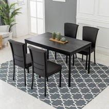 노아가구 식탁세트 엠보식탁세트 4인용식탁 테이블1개+의자4개포함, 엠보4인세트블랙