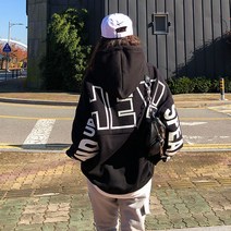 매드시스터 크로우 오버핏 덤블 후드 티셔츠 레터링 양털 남녀공용