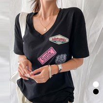 [나크21] 와펜 포인트 V넥 슬라브 티셔츠 NK12-T-56