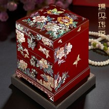 자개함 보석 상자 외국인선물 고급 목걸이 귀걸이 엔틱 결혼, E-014레드