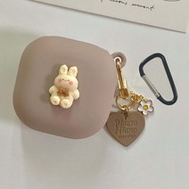 가영 갤럭시 버즈2 프로 케이스 라이브 토끼 하트 꽃 키링 세트, 브라운 하트 꽃 키링, 버즈 프로2 / 버즈2 / 버즈프로 / 라이브 케이스