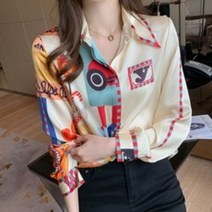고급스러운 실크 오피스룩 정장 기하학 느낌 블라우스 럭셔리 여성 셔츠 고급 화려한 블라우스