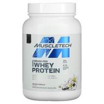 머슬테크 100% 목초 사육 유청 단백질 디럭스 바닐라 816g(1.8lb), 1병, 816g