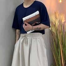 남자 어깨넓어보이는 머슬핏 오버핏 루즈핏 레이어드 유넥 반팔 티