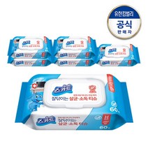 스카트 잘닦이는 살균 소독 티슈 60매x6팩, 6개, 상세설명 참조