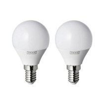 [이케아] RYET 뤼에트 LED 전구 E14 250 루멘 2개세트/조명, 상세 설명 참조, 색상:오팔화이트_004.469.49, 상세 설명 참조