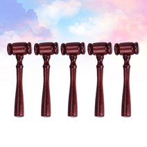 망치 캠핑 차량용 나무 망치 수제 공예 판사 경매 판매 미니 역할 놀이 장난감 법정법 소품 5 개, 01 Dark Red