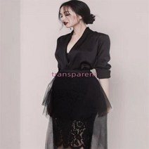 블랙 이브닝드레스 여자 디너 스타일 명원 생일파티 파티 원피스 평상시