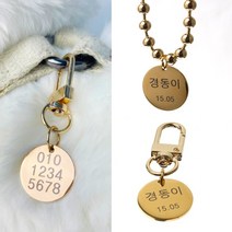 반려동물 강아지 고양이 인식표 네임텍, 목걸이형-체인, 실버, S25소형(21연장4)