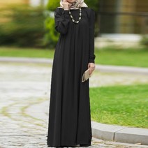 여자 가을 드레스 캐주얼 긴 소매 솔리드 맥시 롱 VESTIDO KAFTAN ABAYA HIJAB 이슬람 SUNDRESS S-5XL