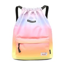 가방 여름 방수 체육관 가방 스포츠 가방 여행 drawstring 가방 야외 가방 배낭 훈련 수영 피트니스 가방 softback, Gradient rainbow