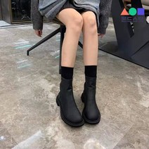 몬드스팟 3cm 여성 절개 발목 둥근코 뒷지퍼 워커 부츠 블랙(DM444)