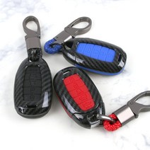 JSTAR 코나 전용 포인트 실내 카본 패널 스티커 악세사리 튜닝 용품 키케이스 휠캡 네비보호필름, 21_카본 2600 키케이스-블루 / 키링-블랙