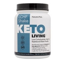 네이처스플러스 LCHF 케토 리빙 로우-카보하이드레이트 하이-팻 뉴트리셔널 셰이크 파우더, 바닐라 (Vanilla), 3개