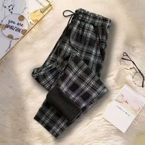 루즈 캐주얼 빈티지 격자 무늬 프린트 스트레이트 바지 여성용 올 매치 블루머 패션 트렌드 팬츠 가